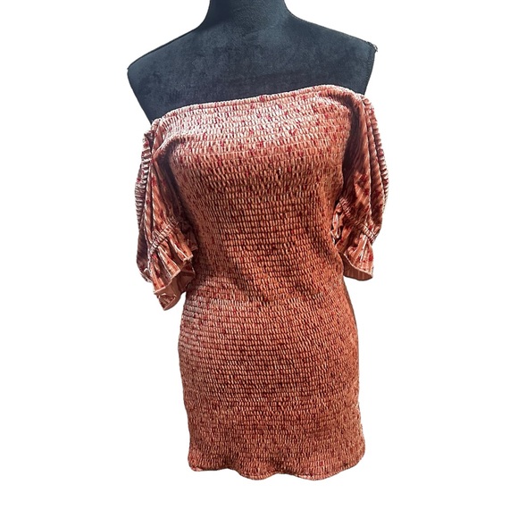 Lulus My Fleur-Ever Rusty Rose Floral Print Velvet Smocked Mini Dress XL NWT - Picture 7 of 14